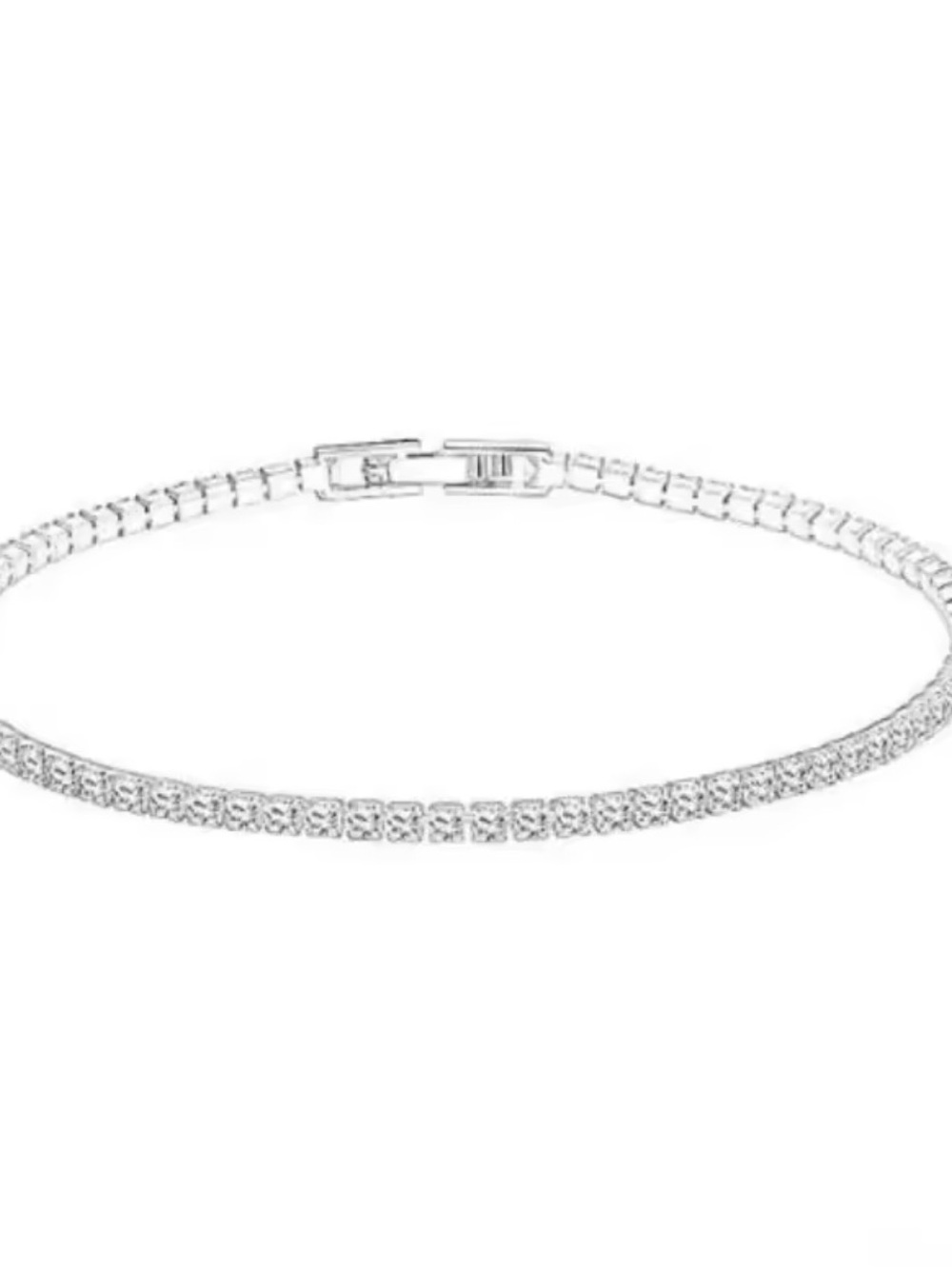 Classic Silver Tennis Bracelet with Clear Stones 18 cm